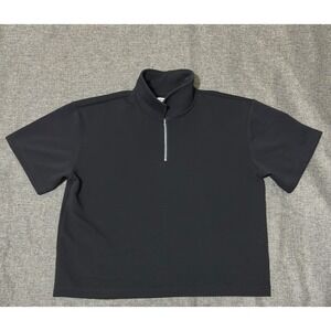 Mode of One Mens XXL Quarter Zip Short Sleeve Shirt Black Scuba Knit Solid